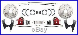 1959-1964 Impala Front/ Rear Chrome Power Disc Brake Conversion Kit Red Calipers