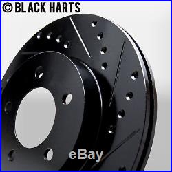 2 FRONT + 2 REAR Black Hart DRILLED & SLOTTED Disc Brake Rotors C1027
