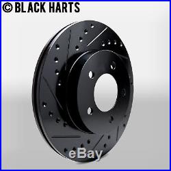 2 FRONT + 2 REAR Black Hart DRILLED & SLOTTED Disc Brake Rotors C1027