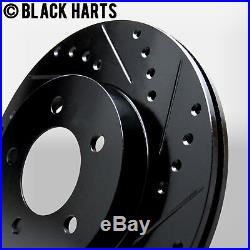 2 FRONT + 2 REAR Black Hart DRILLED & SLOTTED Disc Brake Rotors C1051