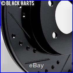 2 FRONT + 2 REAR Black Hart DRILLED & SLOTTED Disc Brake Rotors C1411