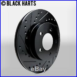 2 FRONT + 2 REAR Black Hart DRILLED & SLOTTED Disc Brake Rotors C1470