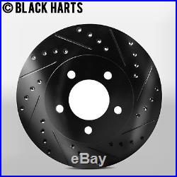 2 FRONT + 2 REAR Black Hart DRILLED & SLOTTED Disc Brake Rotors C1499
