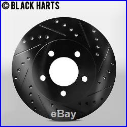 2 FRONT + 2 REAR Black Hart DRILLED & SLOTTED Disc Brake Rotors C2378