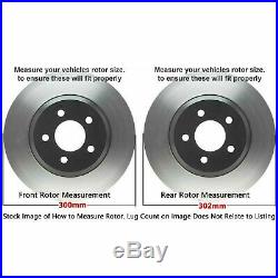 300mm Front & 302mm Rear Brake Rotors + Ceramic Pads 13-16 Lincoln MKZ Fusion