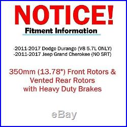 350mm Front + Rear DRILLED Vented Rotor Pad for 2011-2017 Durango Grand Cherokee