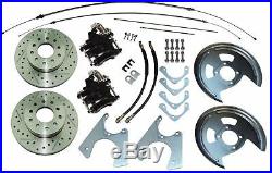 70-81 F Staggered Shock Rear Disc Brake Conversion Kit 10/12 Bolt Cross Drilled