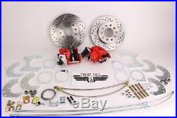 9 Ford Rear Disc Brake Kit, High Performance D/S Rotors, Red PC Calipers