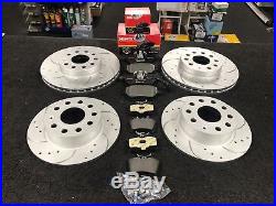 Audi A3 2.0 140 8p Drilled Curved Grooved Brake Discs & Mintex Pads Front Rear