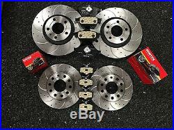 Audi A4 B7 2.0tdi Sline Brake Disc Drilled Grooved Front Rear 255mm 312mm & Pads