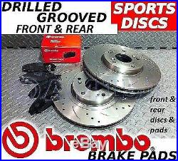 BMW 3 Series E46 325 328 Drilled & Grooved FRONT & REAR Brake Discs BREMBO Pads