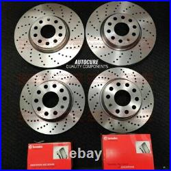 Bmw E60 E61 5 Series 520d Front & Rear Drilled And Grooved Brake Discs & Pads
