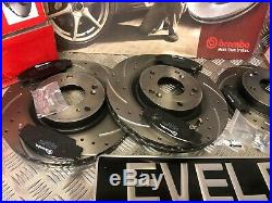 Brembo Front & Rear Brake Discs Drilled Grooved Brake Pad Honda CIVIC Type R Fn2