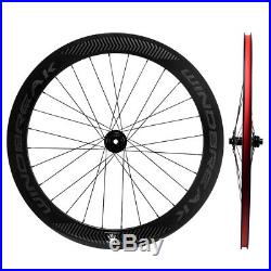 Carbon Disc Brake Wheelset 60mm Road Bike Clincher Thru Axle/QR Bicycle Wheels