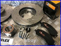 DRILLED GROOVED Ford Transit TDCi MK7 LWB FWD RWD Front Brake Discs Pads Bearing