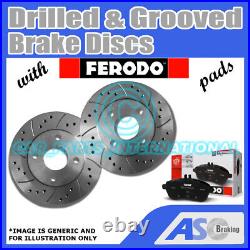 Drilled & Grooved 5 Stud 300mm Solid Brake Discs D G 3097 with Ferodo Pads