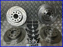 Drilled & Grooved Front & Rear Brake Discs & Pads Vw Golf Mk5 1.4 1.6 2.0 04-10