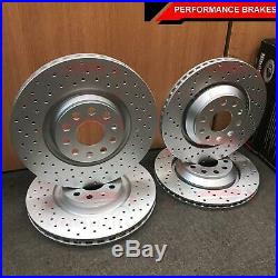 FOR AUDI S3 (8P) FRONT REAR CROSS DRILLED BRAKE DISCS BREMBO PADS 345mm 310mm