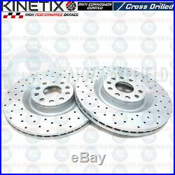 FOR AUDI S3 (8P) FRONT REAR CROSS DRILLED BRAKE DISCS BREMBO PADS 345mm 310mm