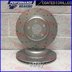 FOR BMW 530d 535d F10 F11 REAR DRILLED COATED BRAKE DISCS BREMBO PADS 345mm