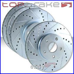 FRONT + REAR SET Performance Cross Drilled Slotted Brake Disc Rotors TBS35653