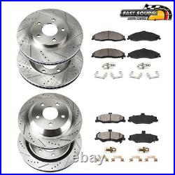 For 2005 2010 Ford Mustang Front+Rear Drill Slot Brake Rotors And Ceramic Pads