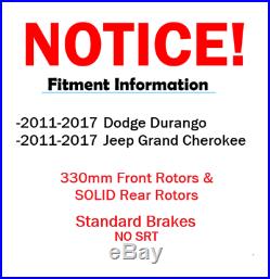 For 2011-2017 Durango Grand Cherokee 330mm Front Rear Brake Rotors Ceramic Pads