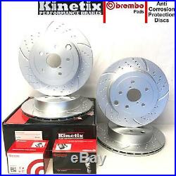 For Audi S3 1.8 Turbo 8L Kinetix Front Rear Grooved Brake Discs Brembo Pads 312