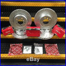For Bmw E60 530D M Sport front & rear drilled brake discs pads shoes sensors kit