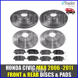 For HONDA CIVIC MK8 1.4 1.8 2.2 CDTi 06-11 FRONT & REAR BRAKE DISCS AND PADS NEW