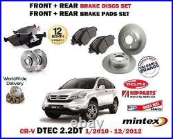 For Honda Crv 2.2 Dtec N22b3 2010-12/2012 Front Rear Brake Disc Set + Pads Kit