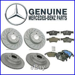 For Mercedes W212 E350 E400 Front & Rear Disc Brake Rotors & Pads Kit Genuine