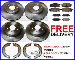 For Nissan X Trail (01-06) Front And Rear Brake Discs And Pads & Handbrake Shoes