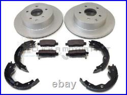 For Nissan X-trail Xtrail Mk2 07-15 Rear 2 Brake Discs & Pads & Handbrake Shoes