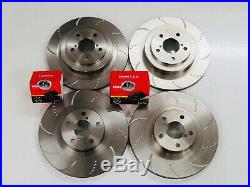For Subaru Impreza WRX Brake Discs Pads Front and Rear Mintex Dimpled Grooved