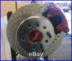 Ford 9 Inch S/B Bearing Rear Disc Brake Kit Drilled/Slotted Rotors Red E-Brake