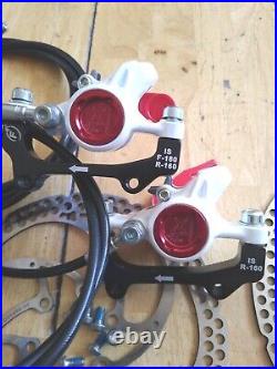 Formula Rx White Hydraulic Disc Brake Set 180/160 Rotors Mounts Mtb XC Dh E Bike