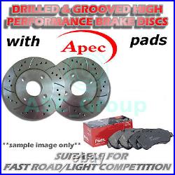 Front Drilled and Grooved 288mm 5 Stud Vented Brake Discs with Apec Pads