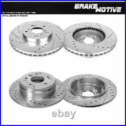 Front & Rear Drill And Slot Brake Rotors For 2004 2005 2006 2007 2008 Acura TL