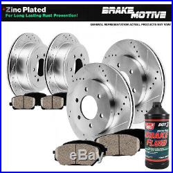 Front+Rear Drill Brake Rotors + Ceramic Pads For 2004 2007 2008 Ford F-150 4WD