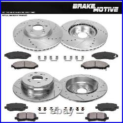Front & Rear Drill Slot Brake Rotors And 8 Ceramic Pads For Acura MDX ZDX Pilot
