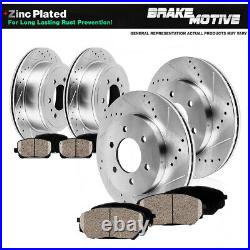 Front & Rear Drill Slot Brake Rotors And Ceramic Pads For 01-07 Sequoia 2WD 4WD