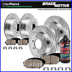 Front & Rear Drill Slot Brake Rotors And Ceramic Pads For 06 10 Hummer H3 H3T