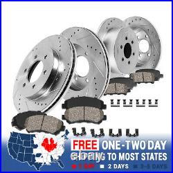 Front+Rear Drill Slot Brake Rotors And Ceramic Pads For Chevy Trailblazer Envoy