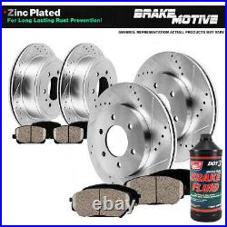 Front+Rear Drill Slot Brake Rotors And Ceramic Pads For Nissan Frontier Xterra