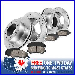 Front+Rear Drill Slot Brake Rotors & Ceramic Pads For Ford Excursion F250 F350