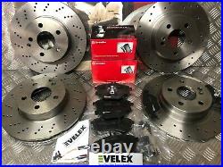 Front + Rear Drilled Discs & Brembo Pads Merc C Class 1.8 2.1 2.5 3.0 Amg 07-16