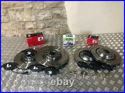 Front & Rear Drilled Grooved Discs & Brembo Pads Audi S3 Vw Golf R32 03-13 345mm