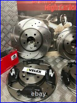 Front & Rear Drilled & Grooved Discs & Brembo Pads Ford Focus 2.0 2.5 St Mk2/3