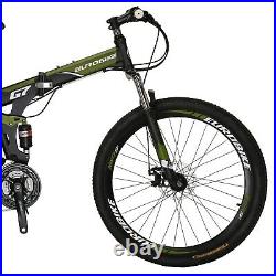 Full Suspension Folding Mountain Bike 21 Speed Mens Bicycle Disc Brake MTB 27.5